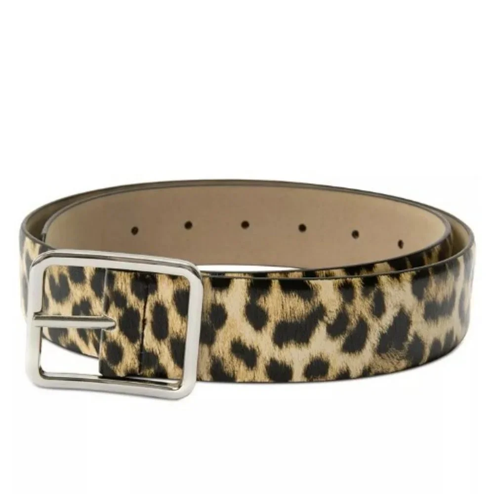 INC International Concepts Animal Print Leopard Panel Belt Small Cream B… - Picture 5 of 6